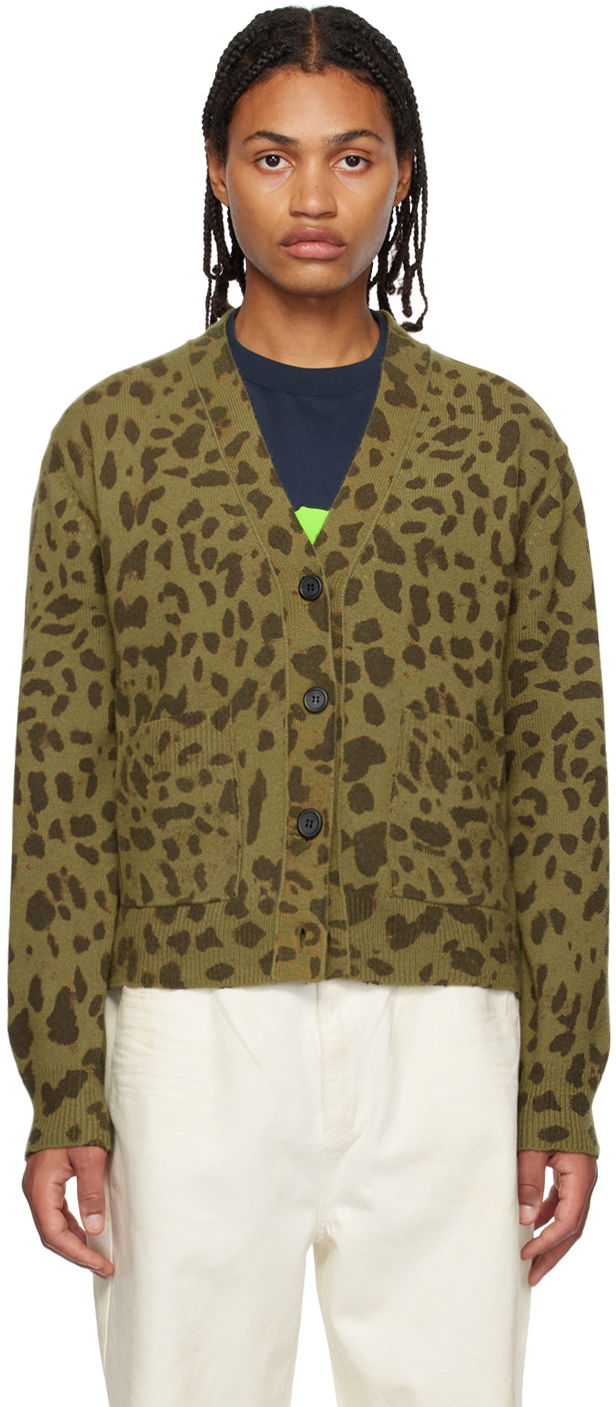 Džemper We11done We11done Leopard Print Cardigan Zelena | WD-KC3-23-622-U-KK