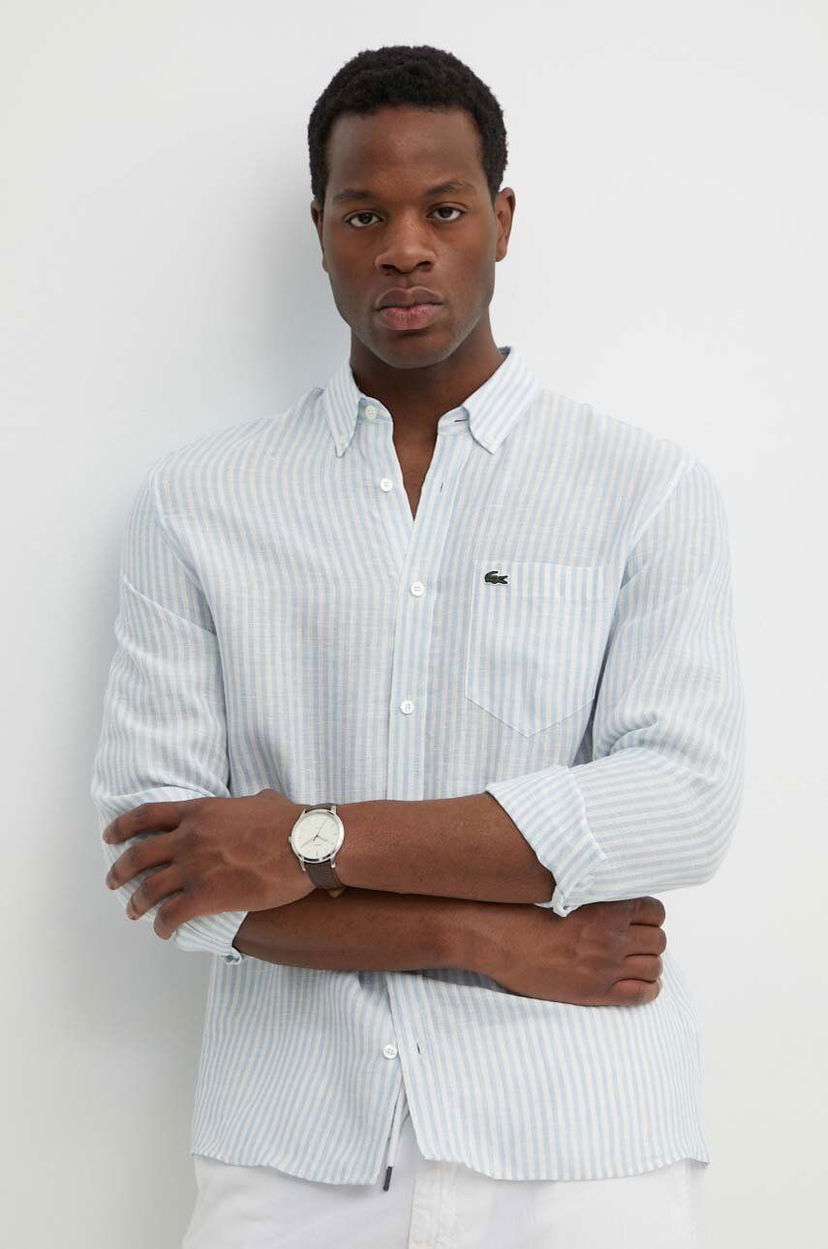 Košulja Lacoste Lacoste Linen Regular Fit Button-Down Shirt Plava | CH6985