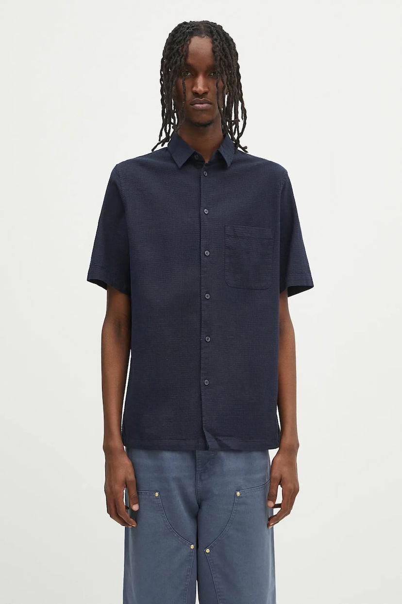 Košulja Samsoe Samsoe Samsoe Samsoe Sataro Regular Fit Linen Shirt Tamnoplava | M25100063