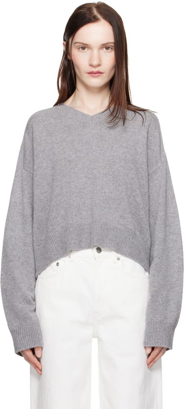 Džemper Loulou de Saison Loulou de Saison Anzor Cropped V-Neck Sweater Siva | ANZOR, 0