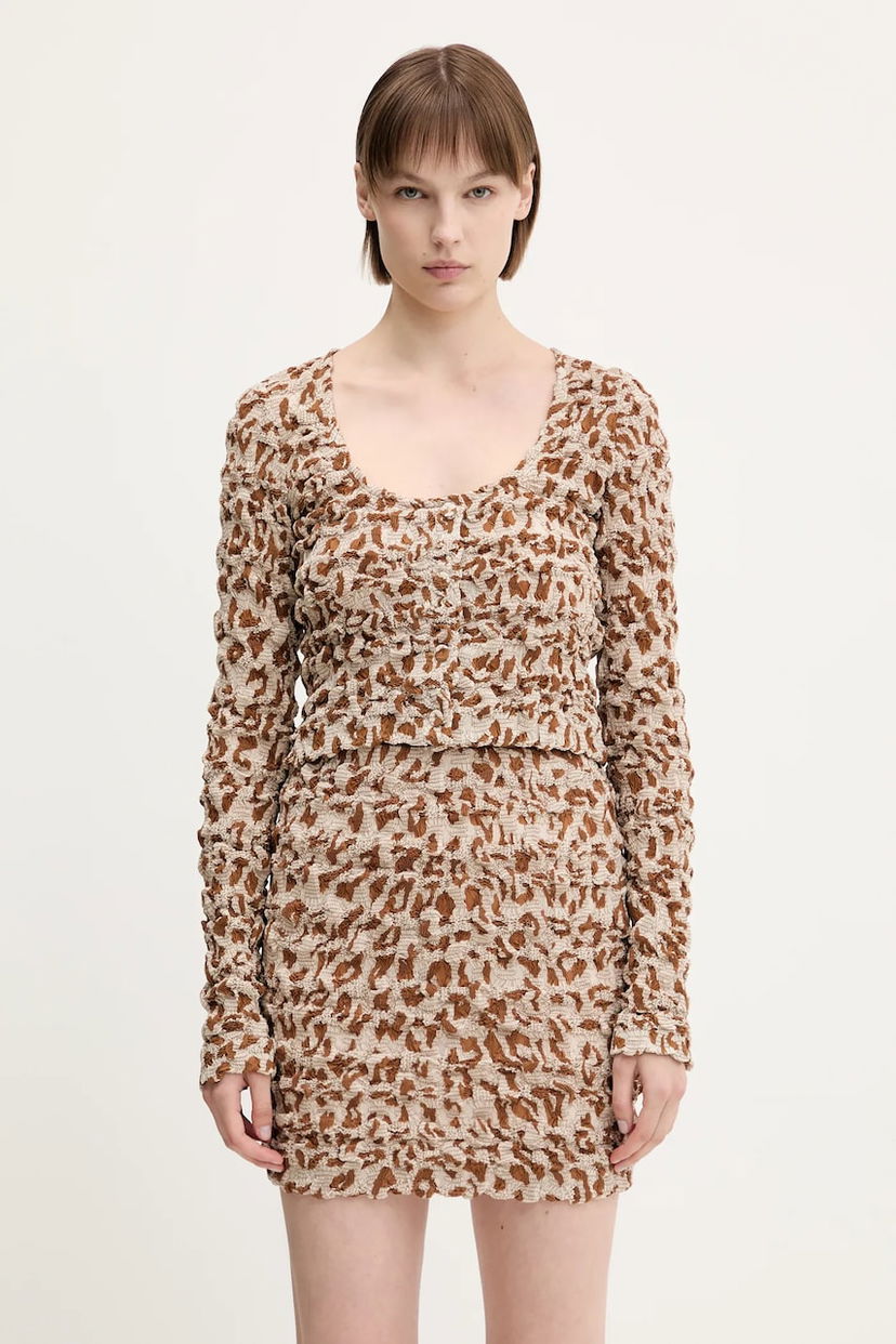 Suknja Nanushka Nanushka JYLAN Patterned Knit Top and Mini Skirt Set Bež | NW25SSTP30574