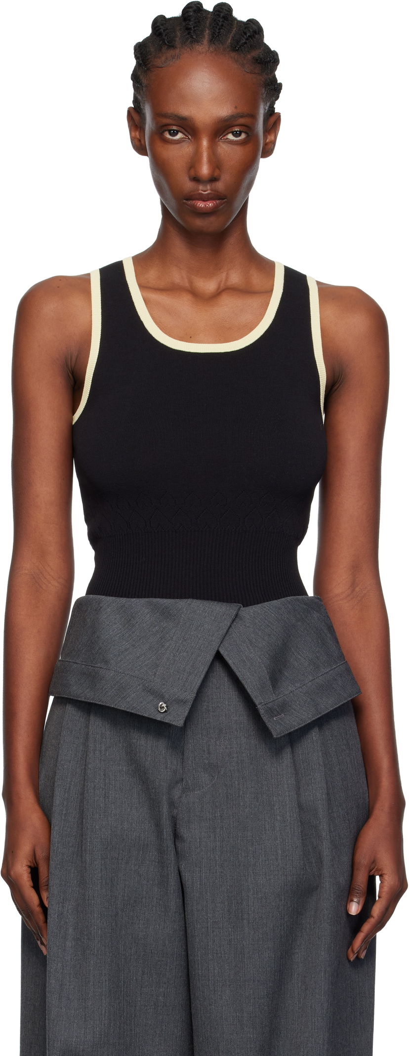 Majica bez rukava JW Anderson JW Anderson Contrast Trim Ribbed Knit Tank Top Crna | KW1442-YN0432
