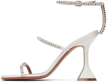 Tenisice i cipele Amina Muaddi Gilda Crystal-Embellished Satin Heeled Sandals Bijela | GILDA SANDAL SATIN, 2