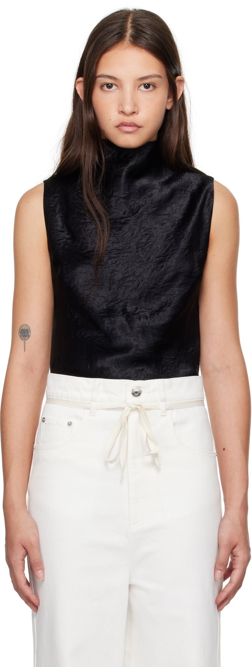 Majica bez rukava Nanushka Nanushka Colson Sleeveless Turtleneck Top Crna | NW24FWTP35300