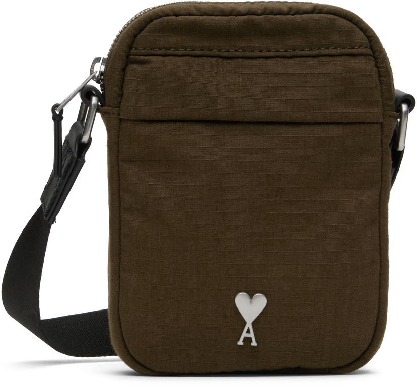 Torba za rame AMI AMI Small Ami de Coeur Canvas Crossbody Bag Zelena | ULL011.AW0074