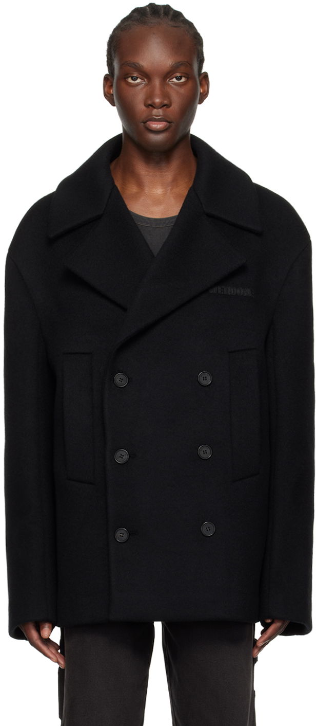 Kaputi We11done Double-Breasted Wool Peacoat Crna | WD-CT2-24-045-M-BK