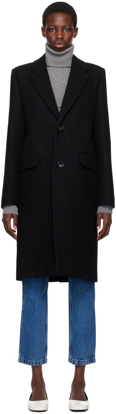 Kaputi AMI Paris Black Two-Button Coat Crna | FCO010.WV0049
