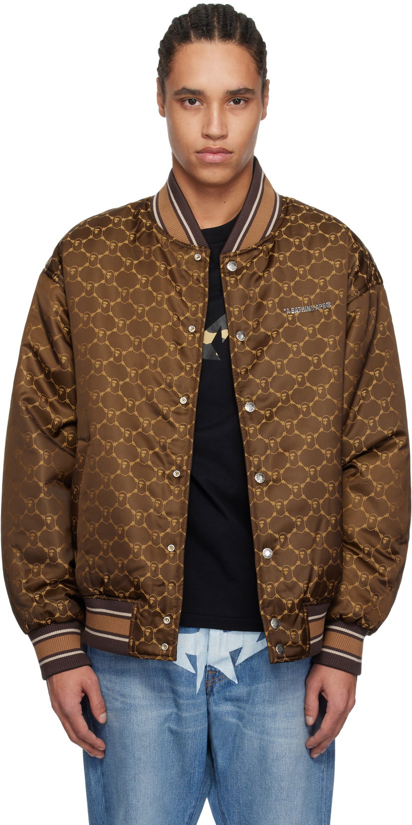 Bomber jakna BAPE BAPE ABC Camo Jacquard Reversible Bomber Jacket Smeđa | 001HJL301301M