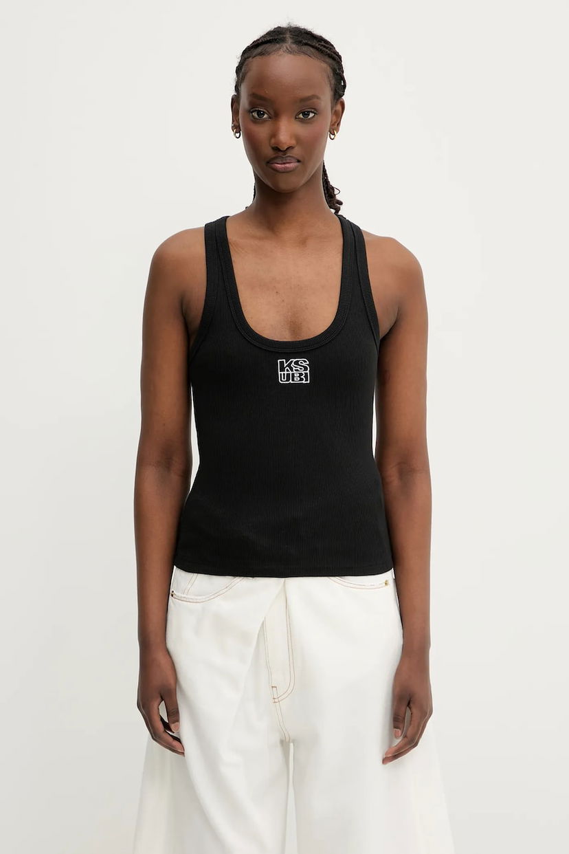Majica bez rukava Ksubi KSUBI Stacked Origin Tank Top Crna | WPS24TA006