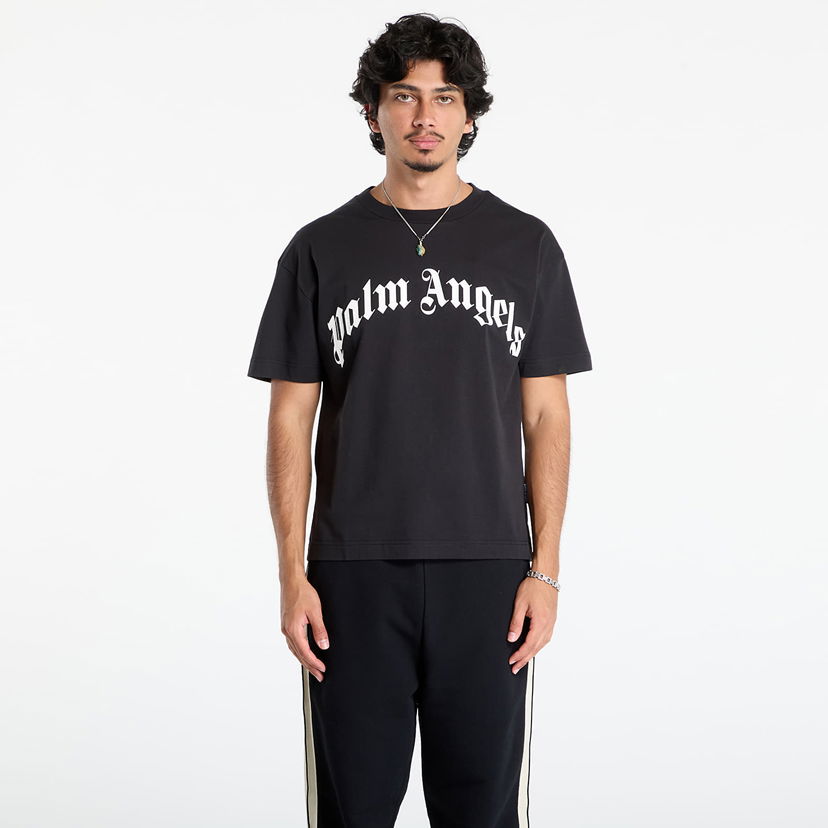 Majica kratkih rukava Palm Angels Palm Angels Curved Logo Regular T-Shirt Crna | PMAA109F25JER0031003