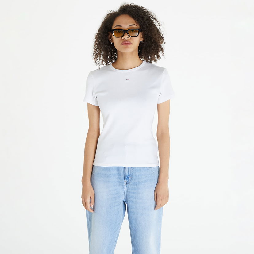 Majica kratkih rukava Tommy Hilfiger Tommy Jeans Slim Essential Rib Bijela | DW0DW17383 YBR