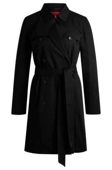 Trenčkot BOSS Double-Breasted Regular-Fit Cotton Trench Coat Crna | 50533902