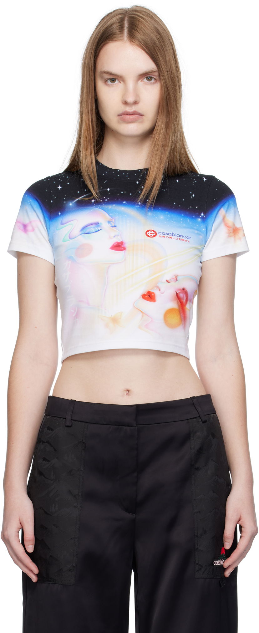 Crop top Casablanca Casablanca Galactic Connection Cropped T-Shirt Višebojno | WPF25-JTS-009-01