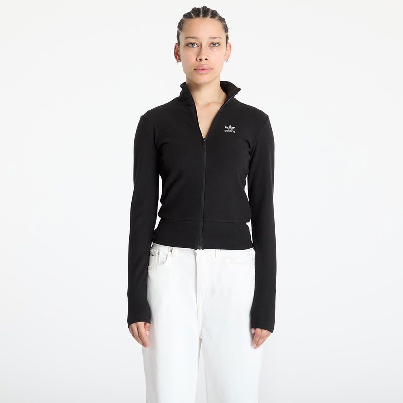Jakna adidas Originals Essentials Rib Full Zip Track Top Crna | JD5905