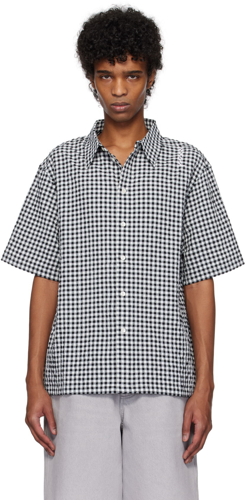 Košulja Marni Marni Gingham Seersucker Shirt Crna | CUMU0331S0 UTN929