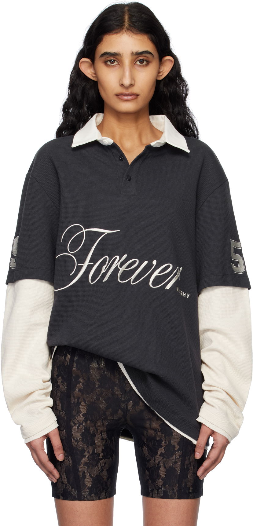 Polo majica MISBHV MISBHV 'Forever' Double Layer Polo Crna | 250W152