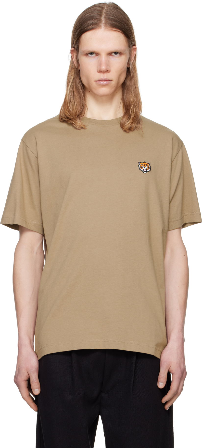 Majica kratkih rukava KENZO Kenzo Paris 'Happy Tiger' Embroidered T-Shirt Bež | FF55TS5274SG