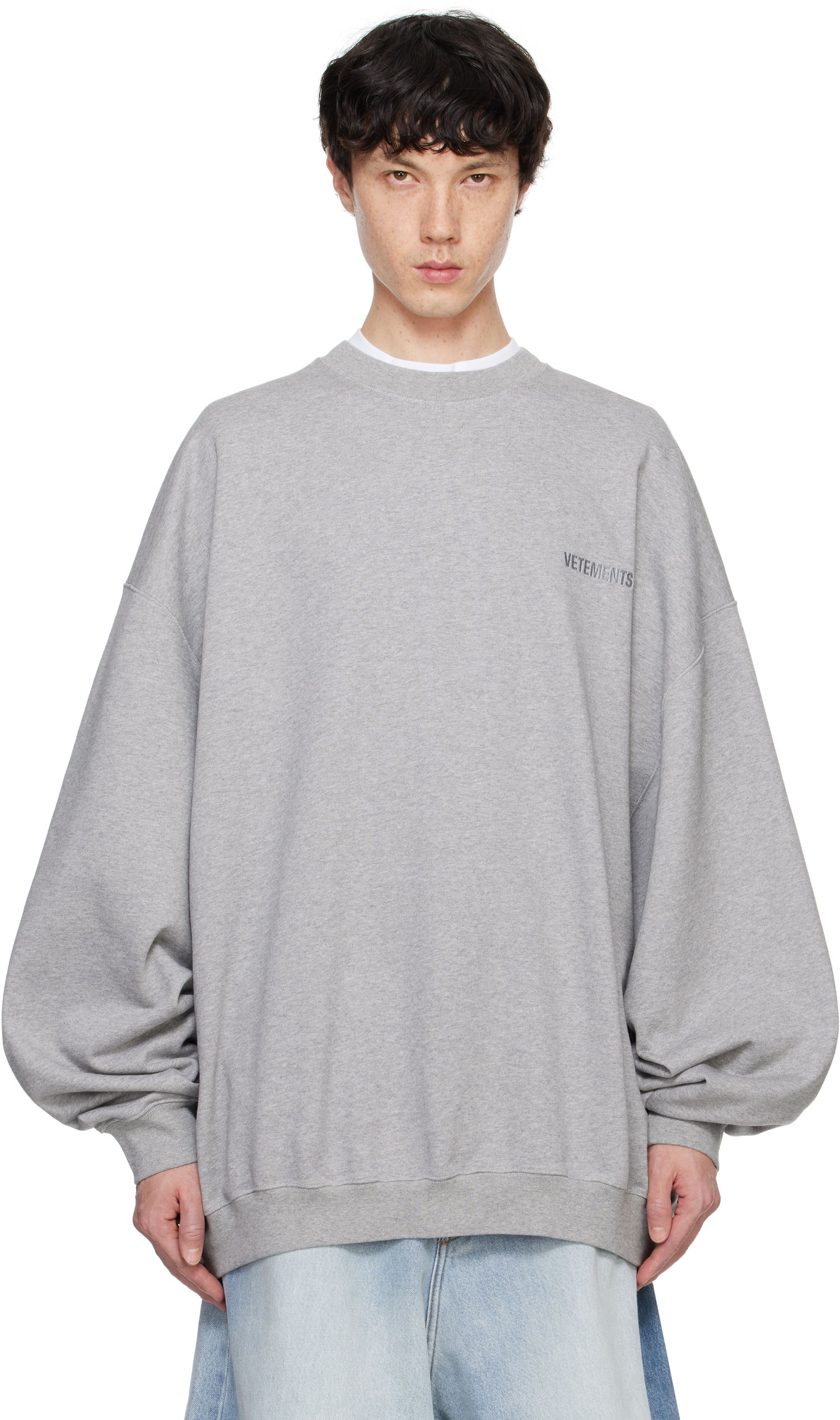 Dukserice VETEMENTS Embroidered Logo Oversized Sweatshirt Siva | UA66CW640G, 0