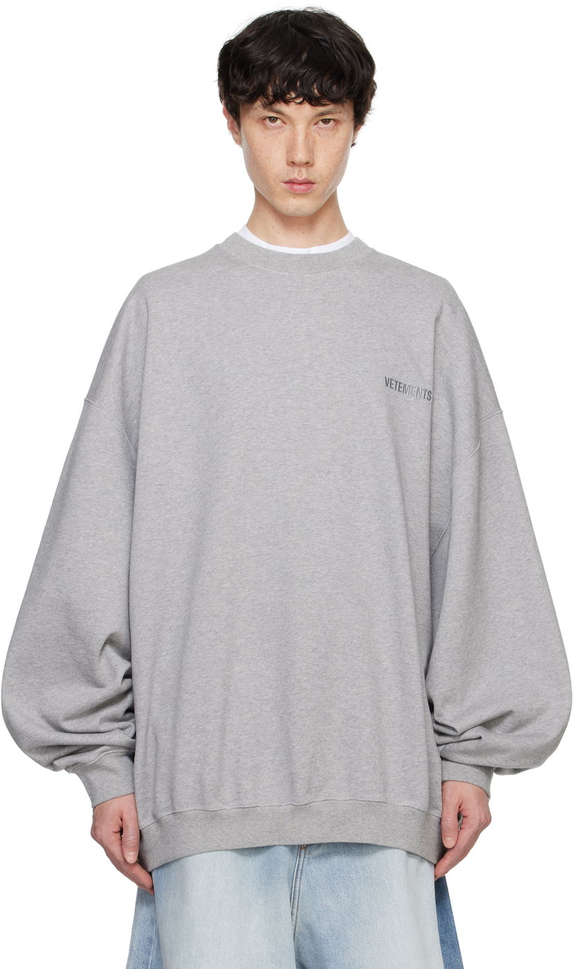 Dukserice VETEMENTS Embroidered Logo Oversized Sweatshirt Siva | UA66CW640G