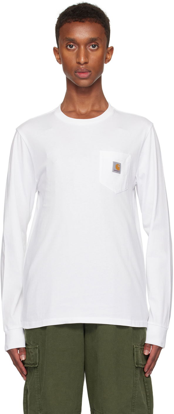 Majica kratkih rukava Carhartt WIP Long Sleeve Pocket T-Shirt Bijela | I030437