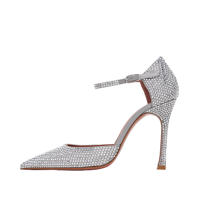 Tenisice i cipele Amina Muaddi Crystal Embellished Slingback Pumps Siva | VITTORIA PUMP SR SATIN