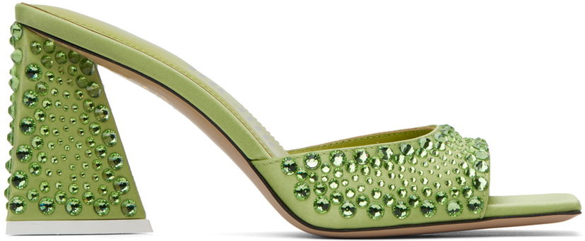 Dodaci The Attico Attico Mini Devon Crystal-Embellished Satin Mules Zelena | 241WS772 V015T