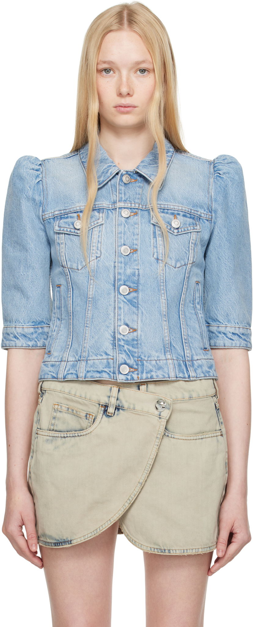 Jakna Coperni Coperni Slim-Fit Cropped Denim Jacket Plava | COPBL30F2020