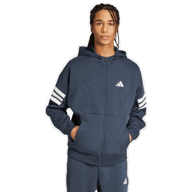 Dukserice adidas Originals 3-Stripes Full-Zip Hoodie Tamnoplava | JW7107, 0