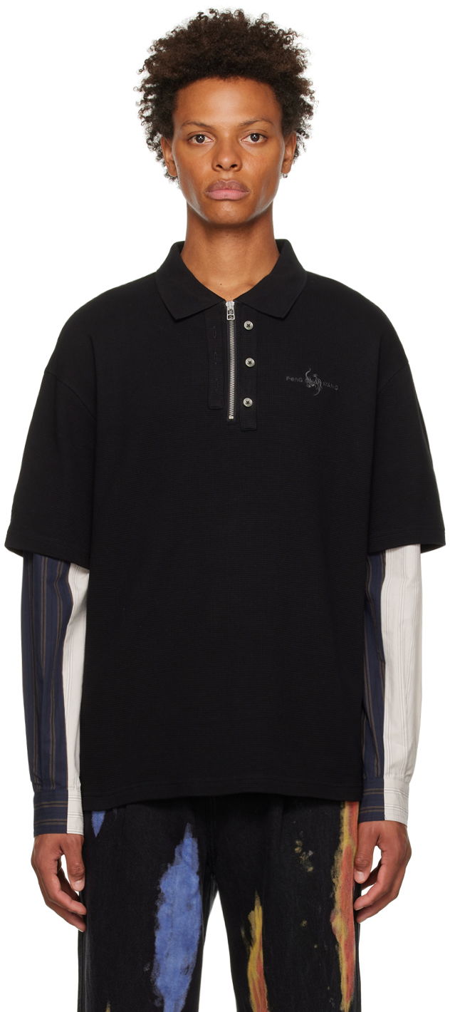 Polo majica Feng Chen Wang Feng Chen Wang Paneled Polo Crna | FMF14PL01B