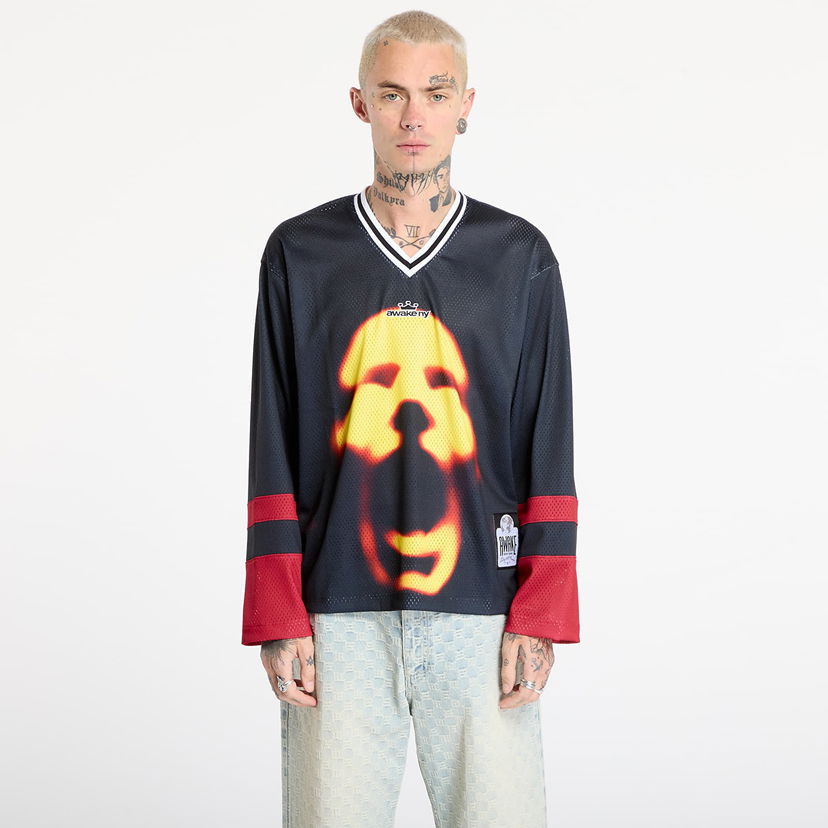 Dres Awake NY Mesh Hockey Jersey Face Graphic Crna | AWK-FW25-TP005-BLK