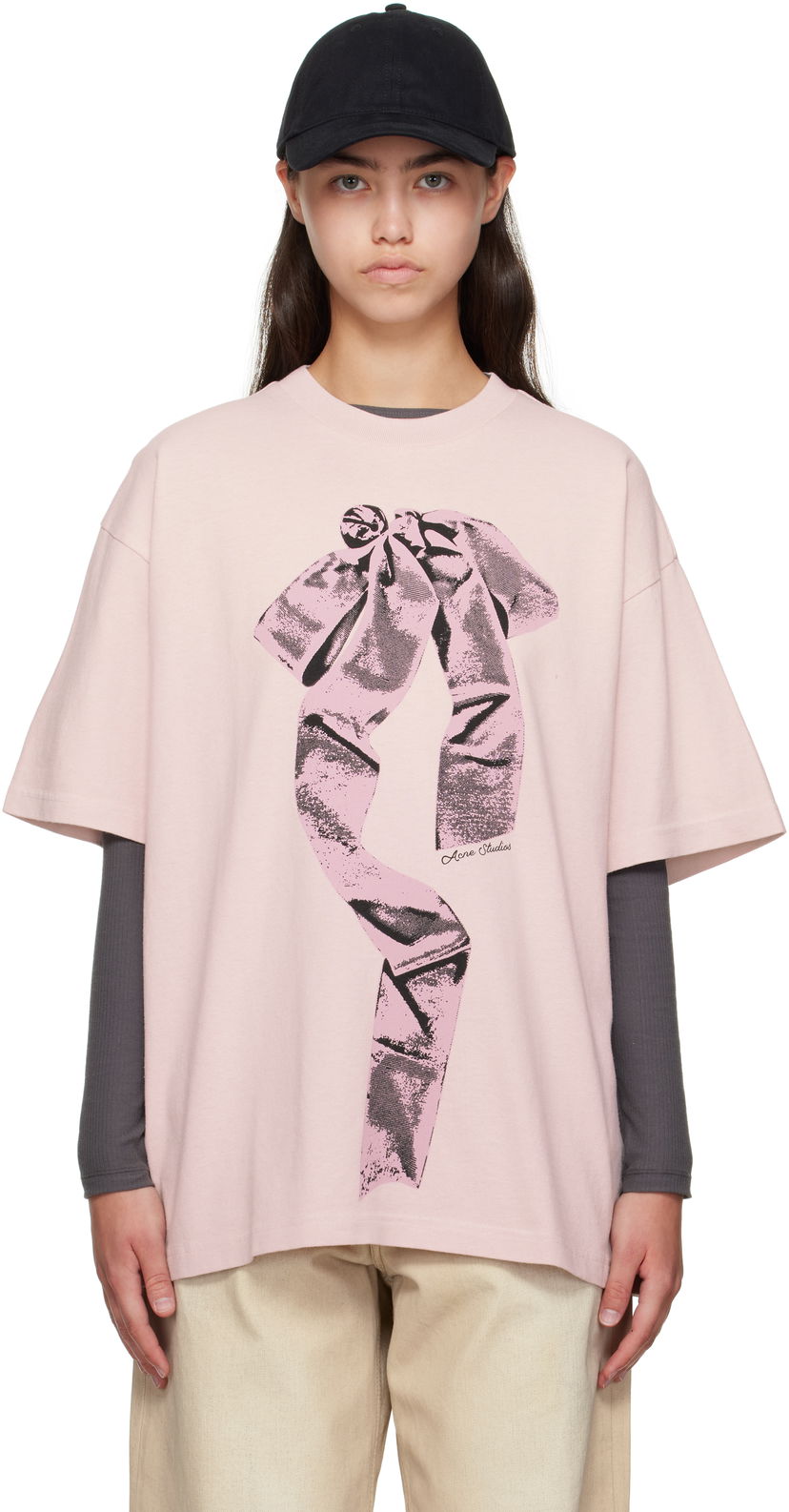 Majica kratkih rukava Acne Studios Acne Studios Bow Print T-Shirt Ružičasta | AL0501-