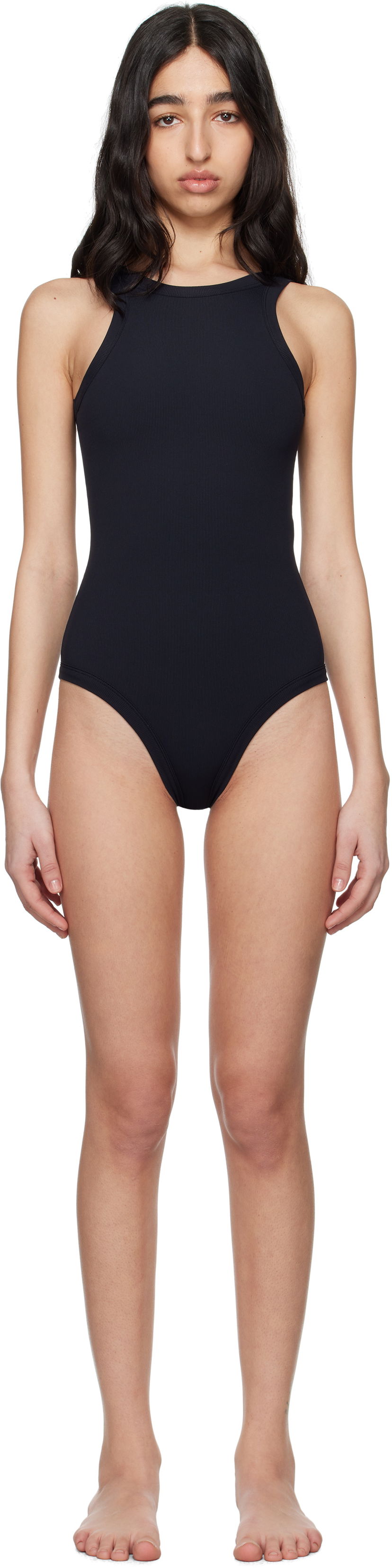 Kupaći kostimi TOTEME TOTEME Curved Rib One-Piece Swimsuit Crna | 252-WRW0052-FB0409