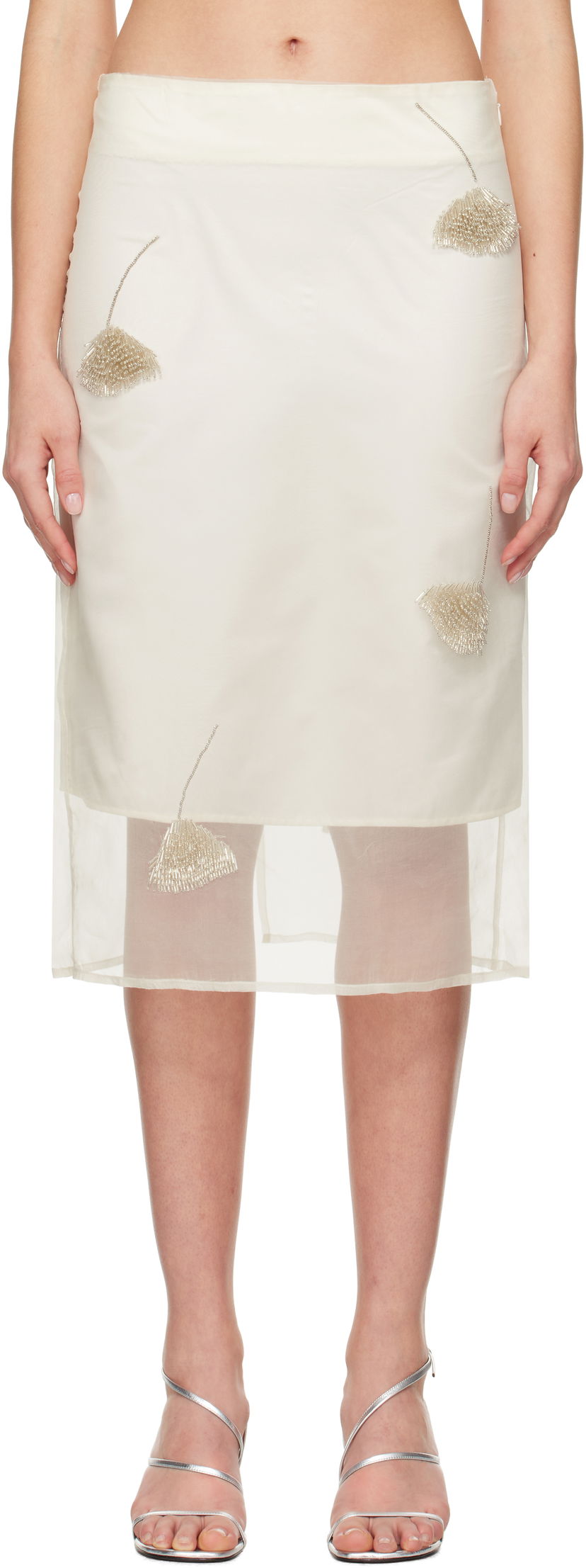 Suknja Róhe Róhe Embellished Tulip Organza Midi Skirt Bijela | 414-32-147
