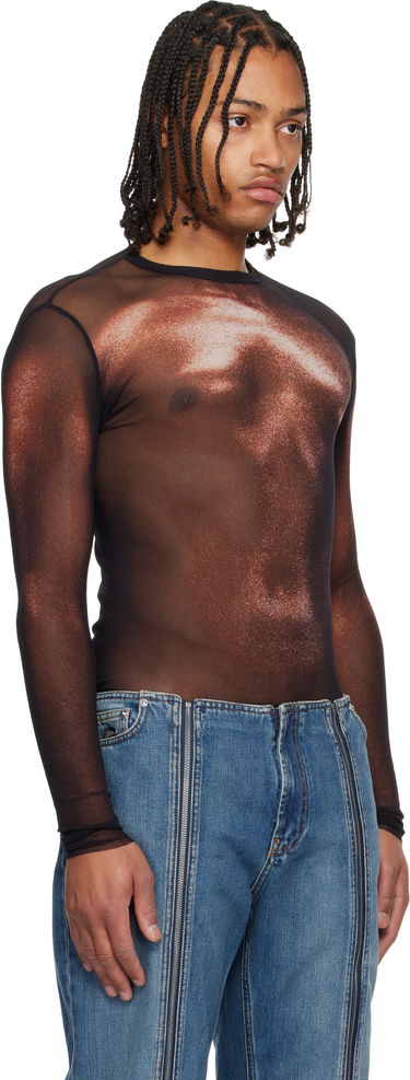 Majica kratkih rukava Jean Paul Gaultier 'The Bronze Body Dust' Sheer Mesh Long Sleeve Top Metalik | 25/04-W-TO366-M010P-0060, 1