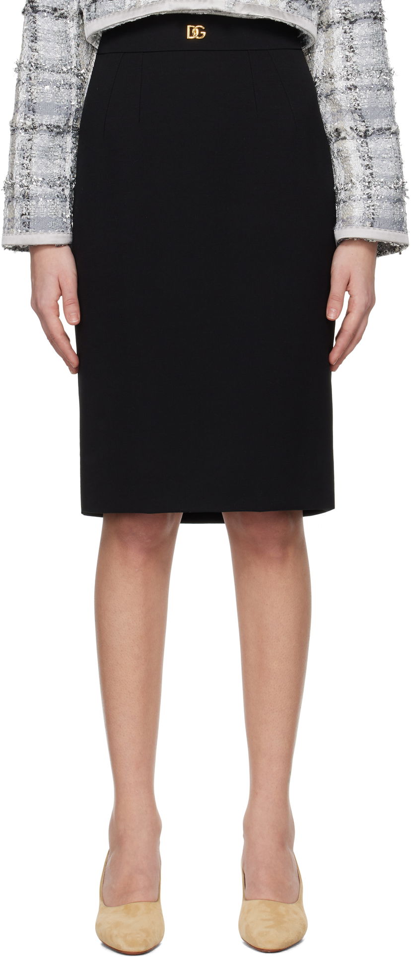 Suknja Dolce & Gabbana Dolce&Gabbana Wool Pencil Midi Skirt Crna | F4C2CT GDCSX