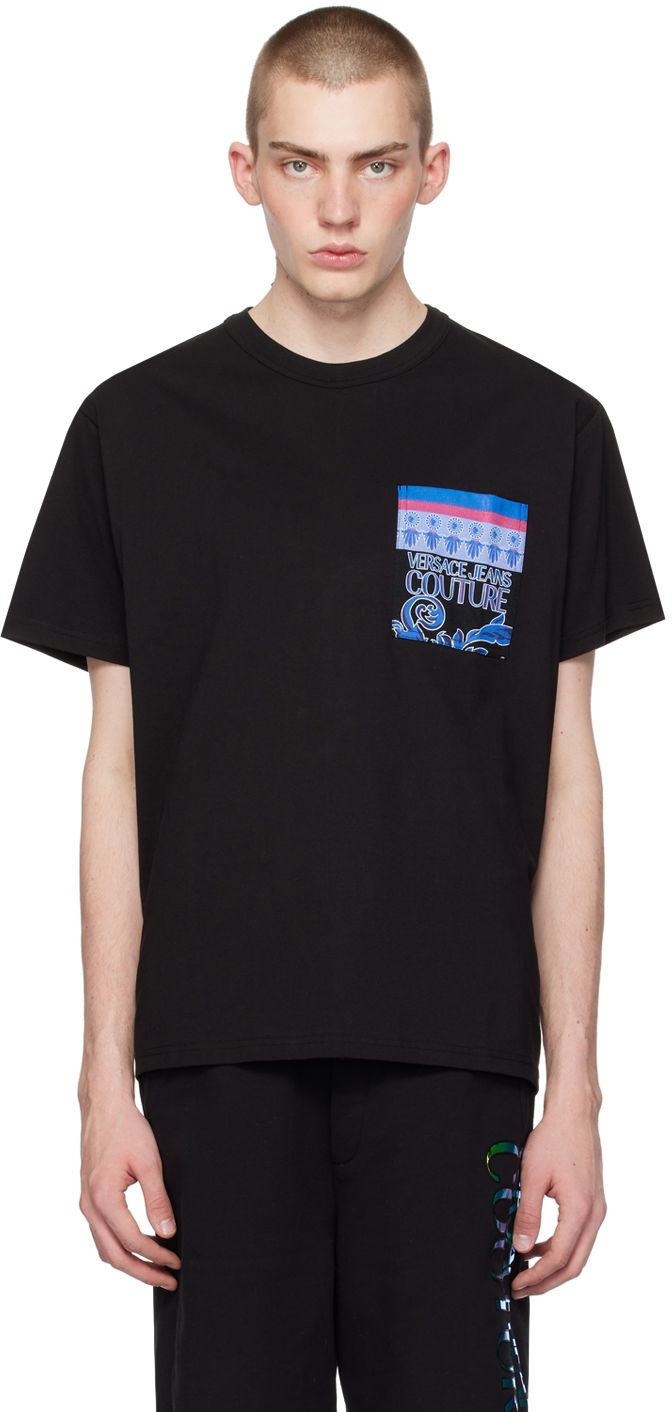 Majica kratkih rukava Versace Jeans Couture Black Printed T-Shirt Crna | E76GAH6RB_EJS334