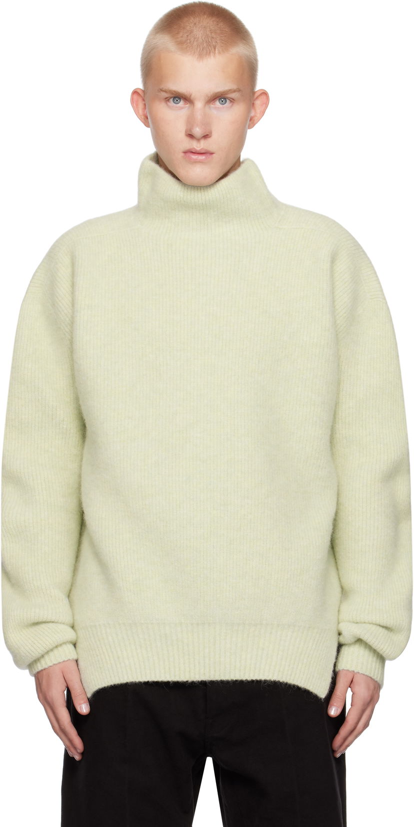 Džemper Rick Owens Alpaca Knit Fisherman Tabard Turtleneck Zelena | RR02D6648 KWP