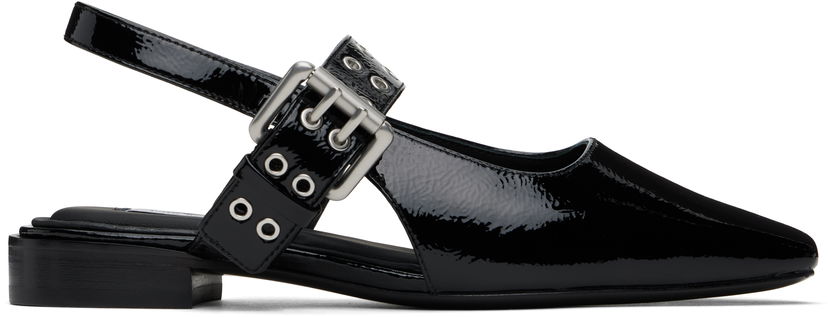 Haljina rag & bone rag & bone Astra Leather Slingback Ballerina Flats Crna | WFF24FF000PA0