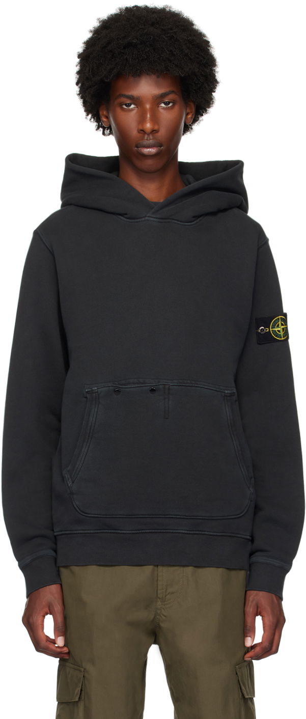 Dukserice Stone Island Black Logo Patch Hoodie Crna | 811561041