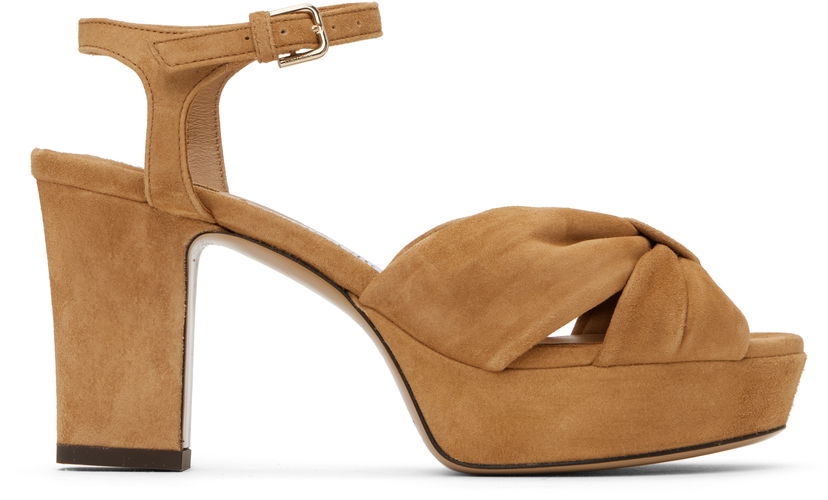 Dodaci Jimmy Choo Jimmy Choo Heloise 80 Suede Heeled Sandals Smeđa | HELOISE 80