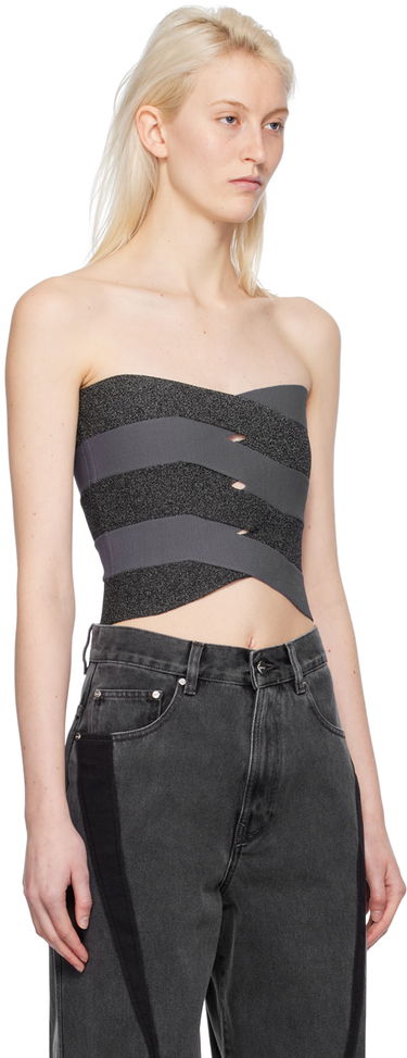 Majica bez rukava Dion Lee Reflective Interlocking Weave Bustier Top Siva | A7798PS24, 1