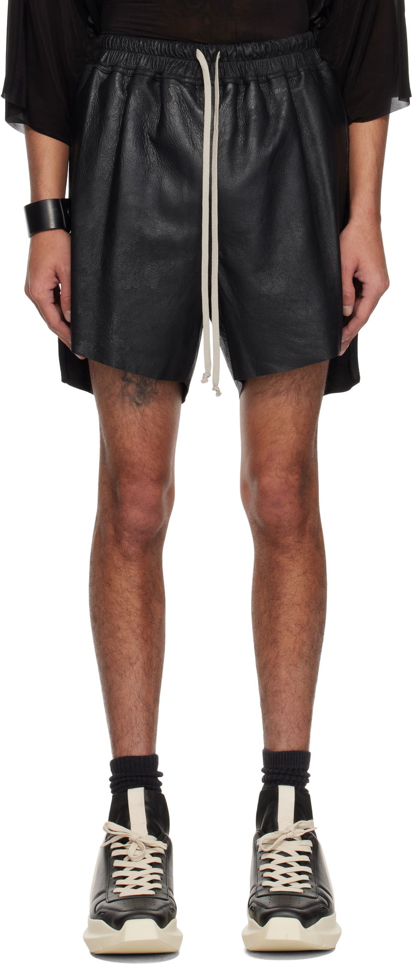 Kratke hlače Rick Owens Rick Owens Hollywood Boxers Leather Shorts Crna | RR01E5306 LBA