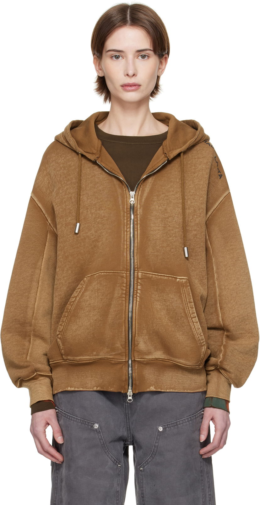 Dukserice Eckhaus Latta Eckhaus Latta Zip Hoodie Smeđa | 1103-EL-PS25-B -