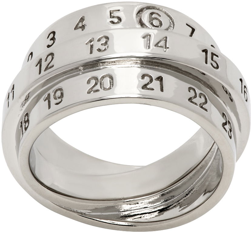 Prsten Maison Margiela Triple Logo Numeric Signature Silver Ring Metalik | SM6UQ0073 P6627