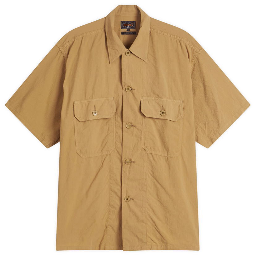 Košulja BEAMS Beams Plus Textured Ripstop Short Sleeve Shirt, Size Large Bež | 3801-0186-139-24