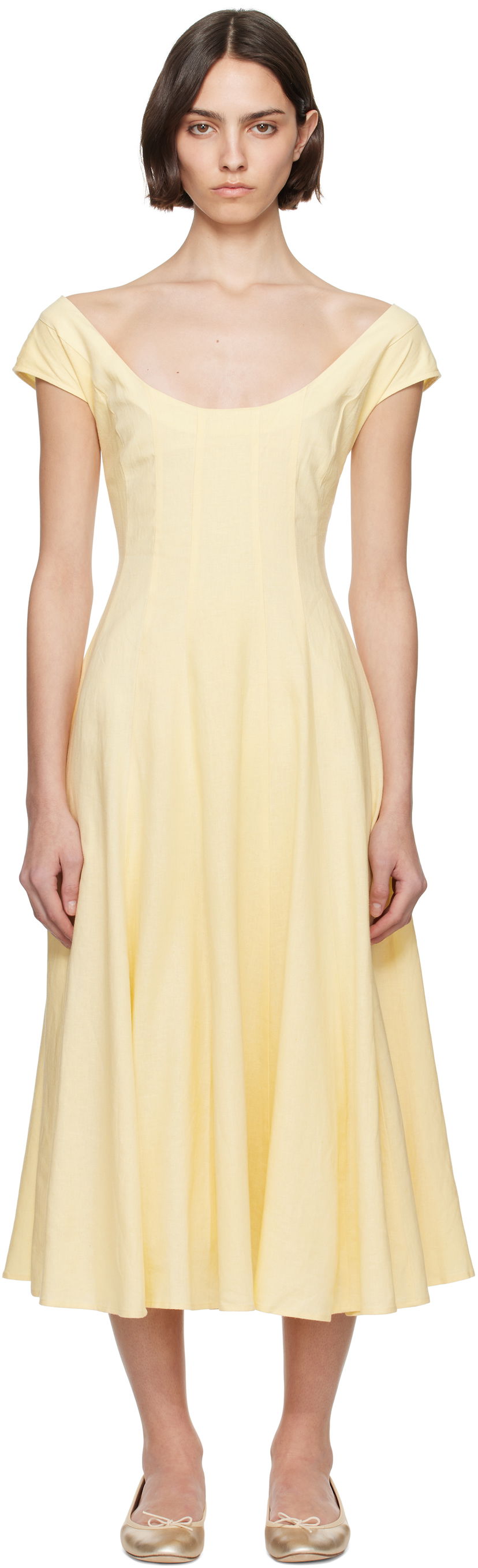Haljina GUIZIO Guizio Leila Midi Dress Žuta | S25404W085