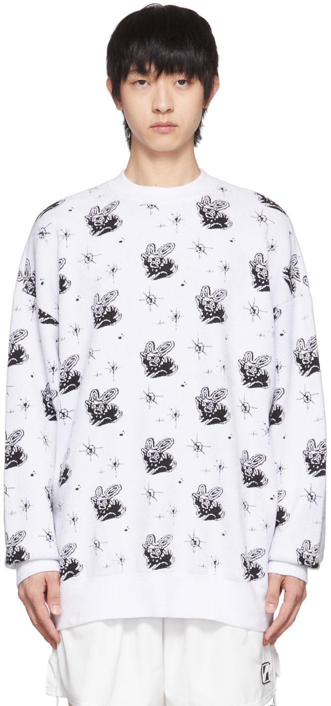 Džemper We11done Monster Print Reversible Sweater Bijela | WD-KT1-22-651-U-WH