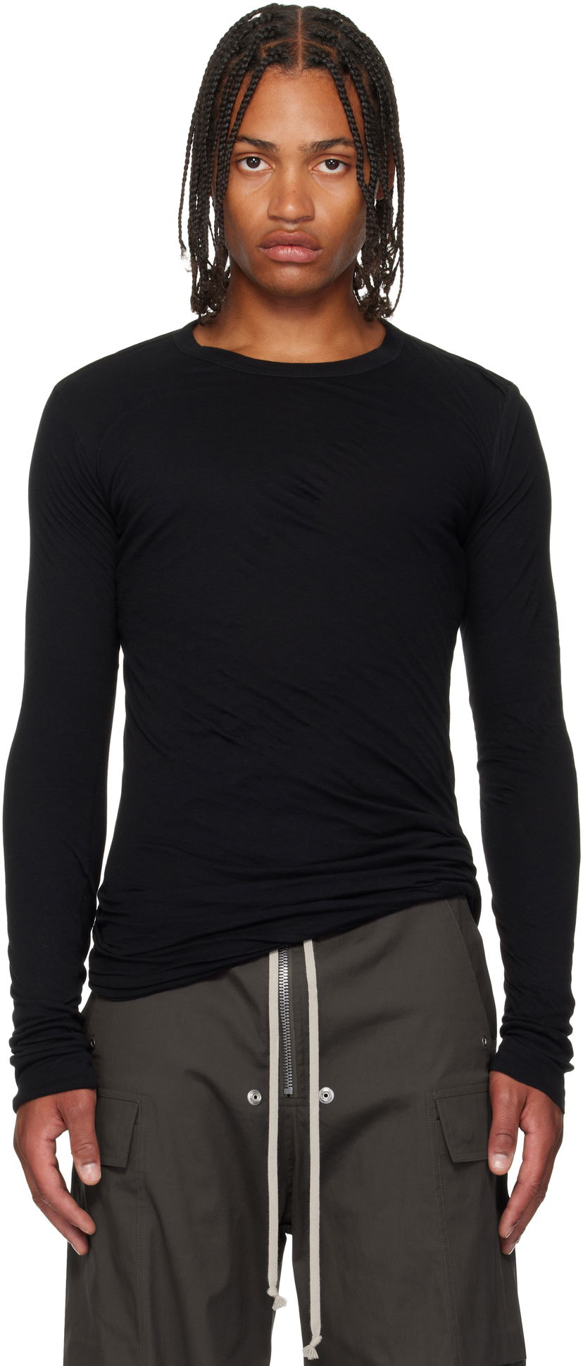 Majica kratkih rukava Rick Owens Rick Owens Concordians Double Long Sleeve T-Shirt Crna | RU02E1257 UCDB