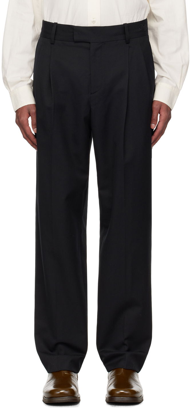 Hlače Drôle de Monsieur Drole de Monsieur Le Pantalon Golfeur Pleated Trousers Crna | PERM-BP165-PL127-BL