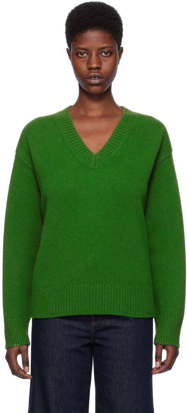 Džemper TOTEME TOTEME V-Neck Knit Sweater Zelena | 241-WRT1034-YA0004